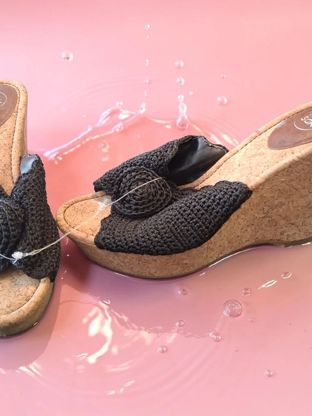 The Sak Black Crochet Slide Sandals